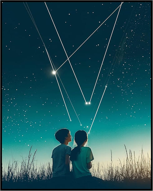 Posterizer 1 pcs-under the stars and moonlight cute poster -2-Astronomy & Celestial Art-Kids Room Art-Living Room Bedroom Decor- unframed wall art...